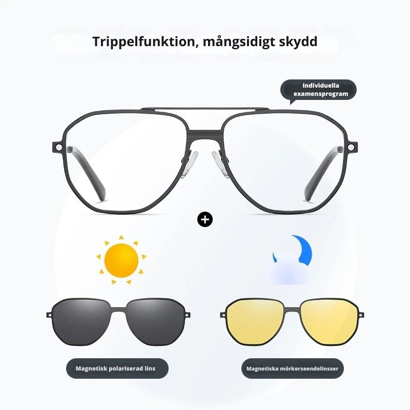 3-in-1 Magnetiska Clip-On Glasögon
