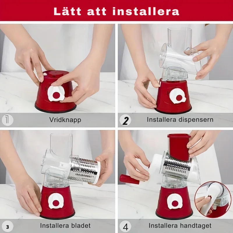 SpinGrate™ 3-i-1 Roterande Grönsaksskärare och Skivare